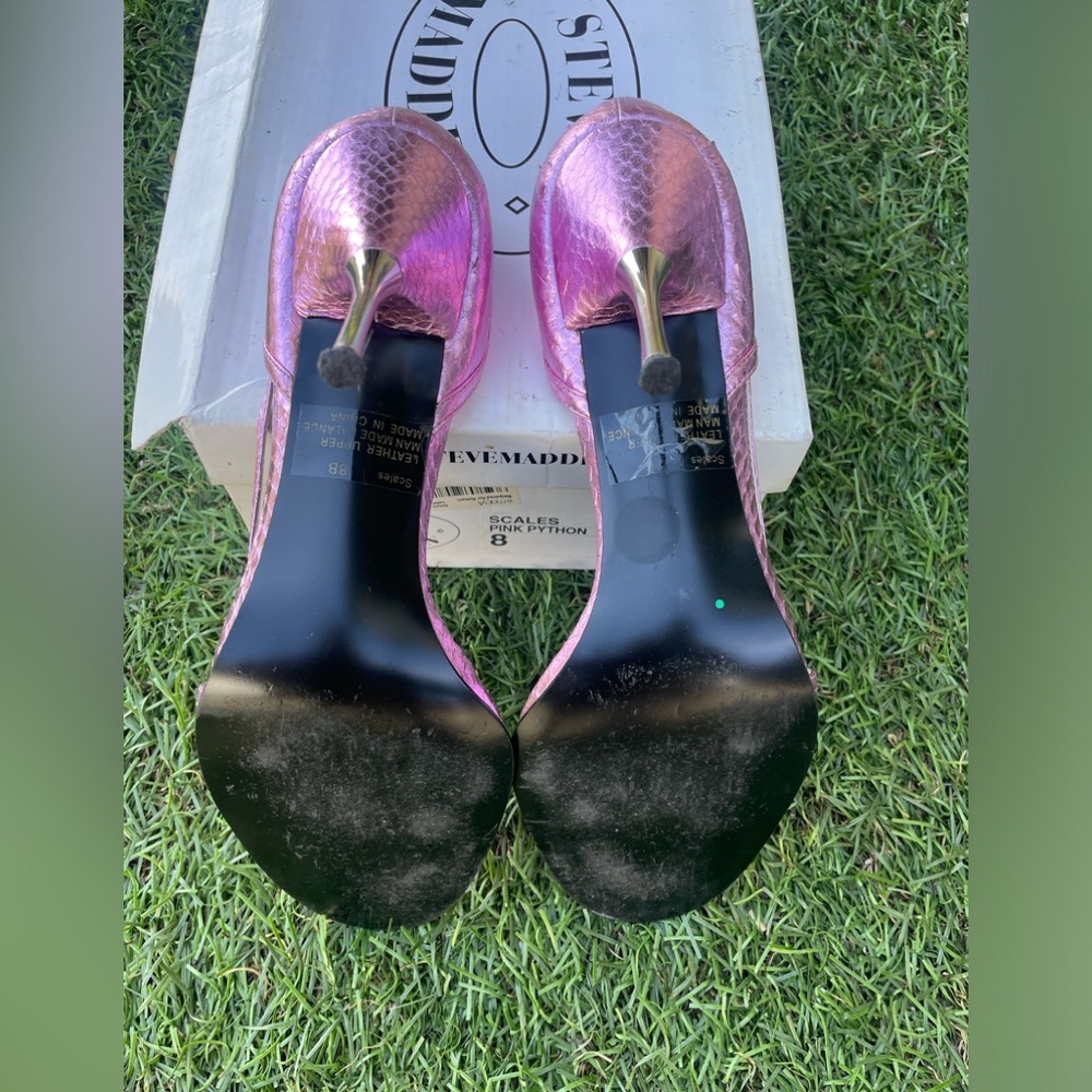 Steve Madden Scales Pink Python High Heels Sz(8) - image 6